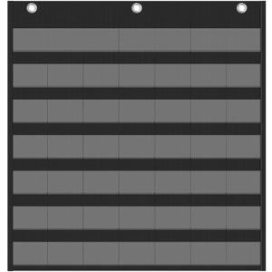 Yoink 45 Pockets Classroom Calendar Pocket Chart for Kids Learning - Monthly Calendar with Durable Fabric, Homeschool and Teacher Supplies, Preschool Kindergarten Wall Decor, Only Chart (Black)