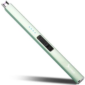SUPRUS Electric Lighter Arc Windproof Flameless USB Rechargeable Lighter with Safety Lock for Candle BBQ Camping (Green)