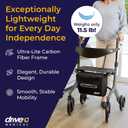 Drive Medical AeroCarbon Ultra-Lite Rollator, Strong Carbon Fiber Walkers for Seniors, Foldable Rollator Walker with Seat, Ultra Lightweight Rolling Walker, Just 11.5 Pounds, Gray
