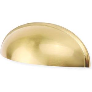 goldenwarm 20 Pack 3 in Light Brass Bin Cup Pulls Brushed Gold Cabinet Pulls Gold Cup Drawer Dresser Hardware Closet Door Pulls (20 packs, Brushed Gold)