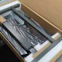 Vaunn Medical Pneumatic Adjustable Overbed Bedside Table with Wheels (Hospital and Home Use) (Black)