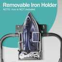 Seiritex Over the Door Ironing Board 14x42 inches with Iron Holder and Pocket Storage Bag, Hanging Iron Board for Home Laundry Room, Black