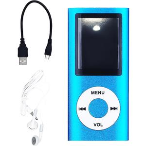 MP3 Player,Portable Multifunctional MP3 Digital Music Player,1.8 Inch LCD Music-Player with Earphone,Build-in Photo/Video Play/FM Radio/Voice Recorder/E-Book Reader(Memory Card Not Included)-Blue