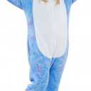 Adult Onesie Halloween Costume Unisex Animal Pajamas Cosplay One Piece Sleepwear for Women and Men (Blue, S)