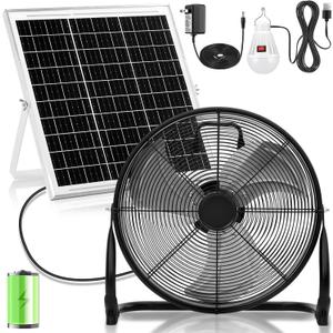 Hortsun 1 Set 12" 15600mah Solar Powered Floor Fan for Outside