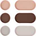 Blue Ginkgo Mini Silicone Trays  Set of 6 Easy-Clean Organizers for Bathroom, Kitchen, Desk, Vanity, and Cosmetics (Brown, Tan, Ivory)