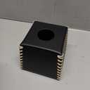 Premium PU Leather Tissue Box Cover, Stylish Tissue Box Holder for Bathroom, Office, Car & Tabletop. Bottom Belt Design for Easy Refills (Black Color, Square)