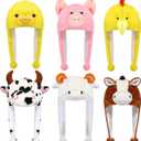 Newcotte 6 Pcs Kids Costume Hats Animal Hats Set Plush Fun Animal Headgear for Adults Teens Theme Party Christmas Halloween