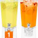 Lifewit 1 Gallon (128 OZ) Drink Dispensers for Parties 2 Pcs, 4L Plastic Beverage Containers with Stand for Juice/Tea/Soda/Water, Clear Ice Lemonade Dispensers with Lid & Leak-proof Spigot
