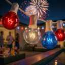 4th of July Decorations String Lights, 25Ft Outdoor Patio String Lights with 27 G40 Red White and Blue Bulbs(2 Spare), Independence Day Red White Blue Lights for Patriotic Party Garden Festival Decor