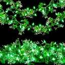 BlcTec 2Pack 9.85 Ft St Patrick's Day Garland with 50 LED Green Lights, Battery Operated Irish Garland String Lights with 8 Lighting Modes & Waterproof for Home, Porch, Front Door, Table, Mantle Dcor (2 Pack)