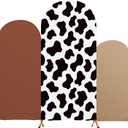 3 Sets Cow Theme Party Arch Backdrop Cover Cow Birthday Party Decorations Spandex Stretch Backdrop Stand Cover 4ft, 5ft, 6ft for Birthday Banquet Ceremony(Brown)