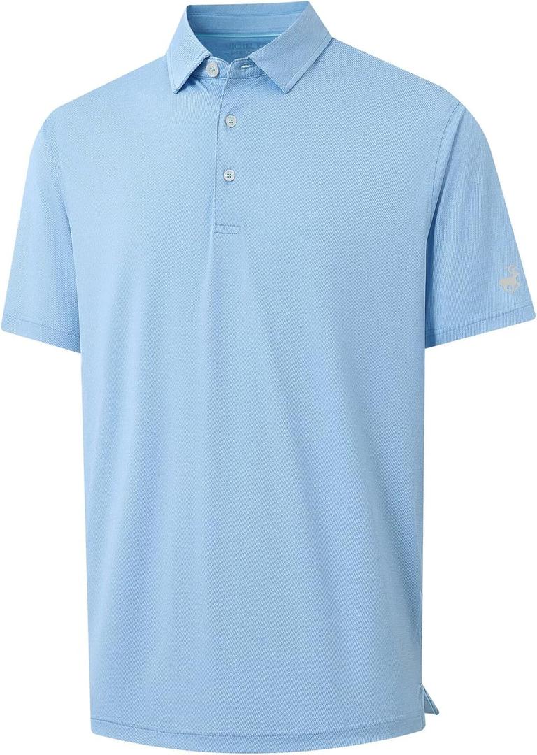 MICHEL ROUEN Mens Polo Shirts Heather Jacquard/Print/Striped Performance Moisture-Wicking Casual Collared Golf Shirts for Men (Blue, XXL)