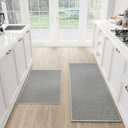 SUMLANS Kitchen Mat, Cushioned Non Slip Rug for Kitchen Floor, Absorbent Runner Comfort Standing Mat Washable for Kitchen, Office, Home (Grey, 17.3"x30") 1count