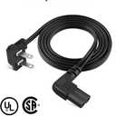 CableCreation 3 Feet 18 AWG Angled 2-Slot Non-Polarized Angle Power Cord (IEC320 C7 to Nema 1-15P), 0.915M / Black