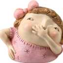 Funny Bathroom Decor for Girls: Girl Holding Nose Figurine Statue | Christmas Theme | 6.3 Inch Resin Desktop Ornament, Primitive Style Home Decor