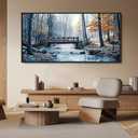 yiijeah Framed Canvas Wall Art Forest Creek Mountain Landscape 58x29 Inches