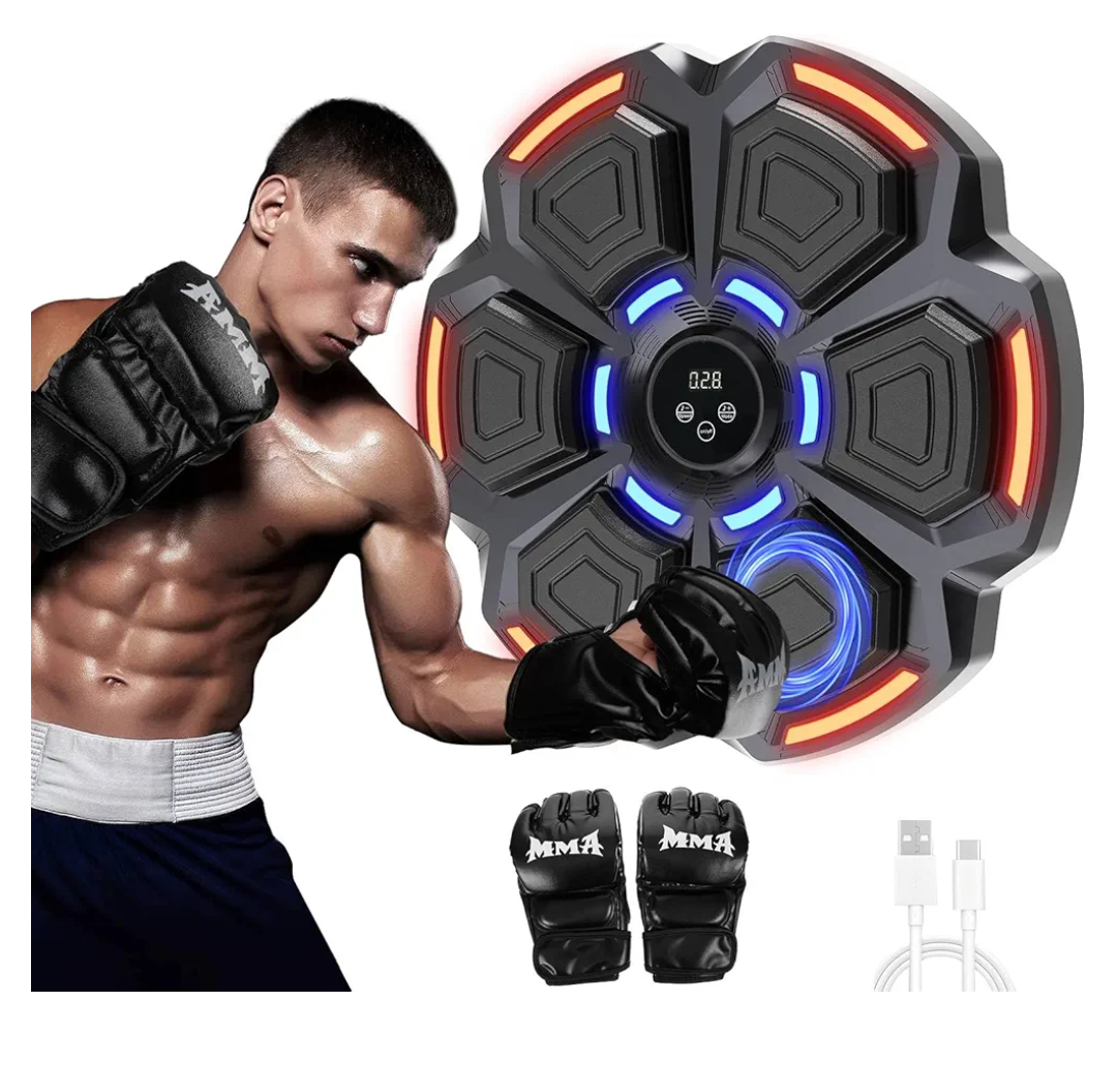 Music Boxing Punching Machine for Adults - 9 Modes & 9 Speeds, Bluetooth Music Punching Machine with Gloves, Electronic LED Boxing Training Equipment Wall Mounted,Home Indoor Workout Trainer Equipment
