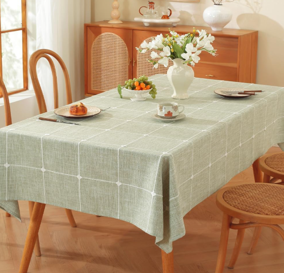 TruDelve Green Cloth Tablecloth 60 x 84 Inch Rectangle Table Cloths for Rectangle Tables Rustic Oblong Washable Tablecloths(Green,84"x60",Rectangular)