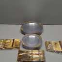 125PCS Clear Plastic Plates - Fancy Clear Gold Disposable Plates Include 25 Dinner Plates, 25 Dessert Plates, 75 Gold Plastic Silverware for 25 Guests for Wedding & Party