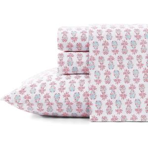 Tommy Bahama - King Sheets, Cotton Percale Coastal Bedding Set with Matching Pillowcases, Crisp & Cool, Coastal Room Essentials (Pineapple Splash Pink, King)