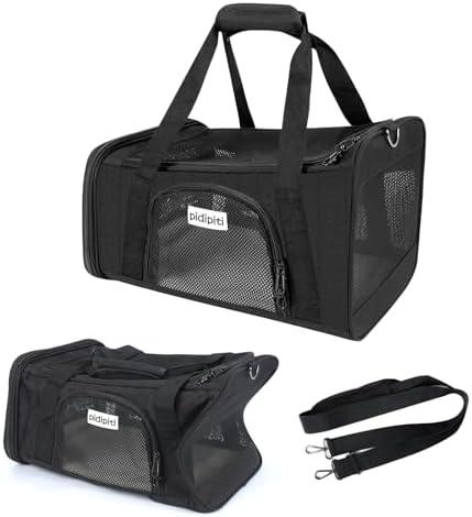 pidipiti 17 x 12 x 8.5 TSA Approved pet Carrier for Extra-Small Dog Under 6-8 lbs and Small cat Under 8-10 lbs,10.5'' Higher Side with Elastic Frame to Putted underseat for jetblue Airlines.