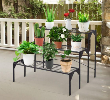 3-Tier Outdoor Metal Heavy Duty Modern for Multiple Plant Display Stand Rack