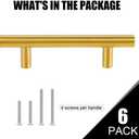 CZC HOME 6 Pack 5 Inch Cabinet Pulls Stainless Steel Drawer Handles, 3" Hole Center Drawer Pulls for Kitchen Dresser Cupboard with 2 Sizes Screws Brushed Brass