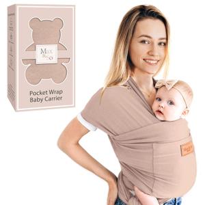 Baby Wrap Carrier - Premium Cotton Baby Carrier Wrap for Newborn to Toddler- Infant Carrier- Baby Holder One Size Fits All with Front Pocket(Beige) by Max&so (Sand)