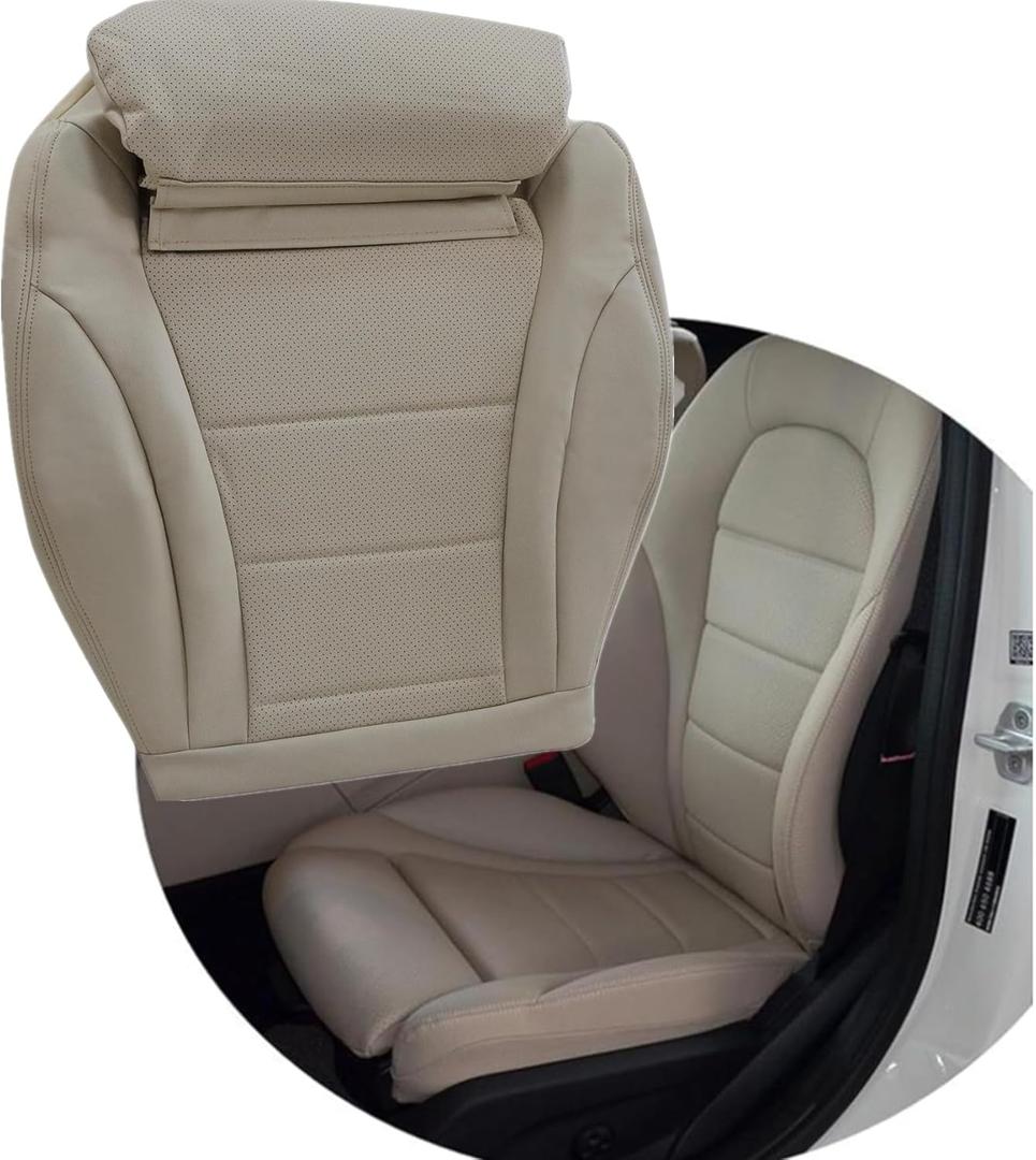 Driver Side Bottom Leather Perforated Seat Cover Tan Compatible with Mercedes Benz C Class W205 C250 C300 C350 C400 GLC300 GLC300e 2015 2016 2017 2018 2019 2020 2021