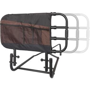 Stander EZ Adjust Bed Rail, Adjustable Senior Bedrail and Safety Assist Railing for Elderly Adults with Organizer Pouch, ASTM Safety Approved Guard-Rail, Black