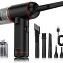 Compressed Air Duster, 100000RPM Handheld Car Vacuum/Air Blower& Pump, 3 Gear Adjustable Electric Air Duster/Car Vacuum Cleaner, Keyboard Duster with LED Light-10 Kits Air Blower for Computer(Black)