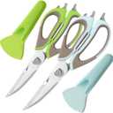 2 Pcs Heavy Duty Kitchen Shears with Magnetic Holder, Multi-function Kitchen Scissors for Food - Come Apart, Rust-Resistant, Magnetic Scissors for Fridge(Green and Blue)