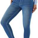 LighterGlide Women's High Waist Knit Denim Jeggings Tummy Control Casual Stretch Jeans with Real Back Pockets Pull-On Pants S