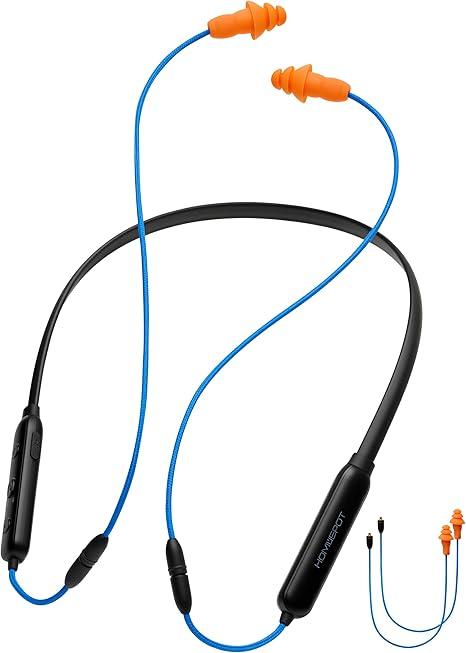 HomeSpot Noise Reduction Wireless Neckband Headphones with Replaceable Earbuds (Extra Set Included) - Qualcomm aptX HD, 27dB NRR, CVC Noise Cancelling Mic & 20H Playtime for Work Safety OSHA Compliant