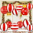 Christmas Decorations Outdoor: 12pcs Red & White Peppermint Candy Inflatable Christmas Balls, Big and Small PVC Balls Xmas Ornaments for Tree Yard Wall Front Porch Door Home Office Party Decor