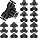 Boao 20 Pieces Push to Connect Tee Fittings Bulk Plastic Pneumatic Quick Push to Connect Fittings 3 Way Tee Shaped Tube Connectors Air Line Adapter(1/4 Inch)