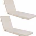 Fabuday Chaise Lounge Chair Cushions for Outdoor Furniture - 72 x 21 x 3 Inch Waterproof Patio Pool Sunbrella Lounger Pads Replacement with Removable Cover, Beige, Set of 2