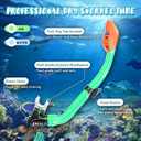 Snorkeling Gear for Kids, 4 in 1 Child Mask Fins Snorkel Set with Panoramic View Anti Fog Mask, Dry Top Snorkel, Trek Fins and Travel Bag, Kids Snorkeling Set with Fins for Snorkeling Swimming, XS/S