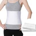 S 2 Pack Abdominal Binder Post Surgery Stomach Compression for Men and Women, Tummy Tuck Belt Belly Band Stomach Wrap, High Elasticity, Breathable - (60" - 75") 3 PANEL - 9" WHITE