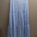 ANRABESS Womens Summer Casual Tank Dress Sleeveless V Neck T Shirt Sundress Flowy Tiered Swing Mini Beach Vacation Dresses Blue White Floral Medium