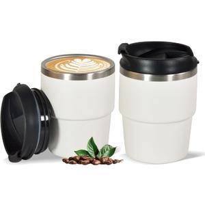 6oz Vacuum Insulated Espresso Cup Set of 2, Espresso Shot Cup for Coffee, Double Wall Stainless Steel Mini Tumbler Shot Glasses with Lid