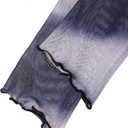 YOINS Women Off Shoulder Mesh Long Sleeve Tops Sexy Sheer See Through Shirts (Medium, Gray Blue Tiedye)