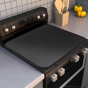 Fireproof Stove Top Covers for Electric Stove,28"x20" Heat Resistant Glass Top Stove Cover Protector,Silicone Coated Fiberglass Stove Top Mat for Prevents Scratching(Black)