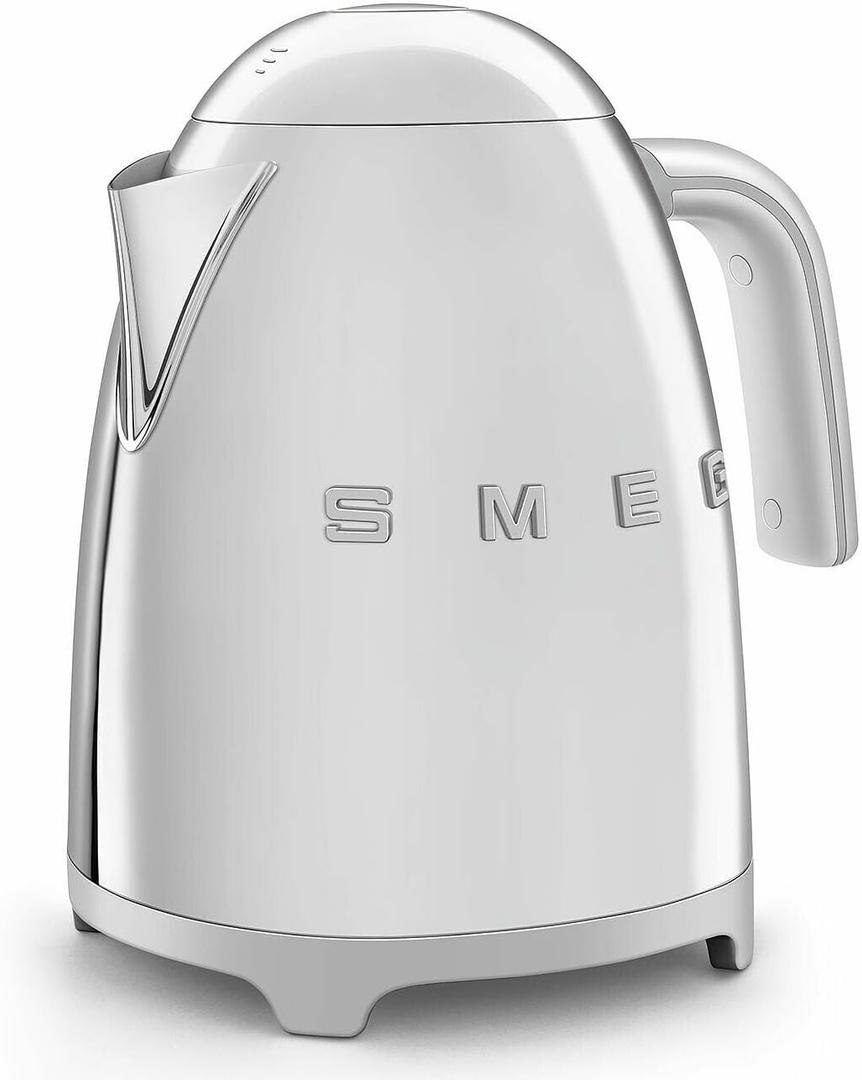 SMEG 50's Retro Style Electric Water Kettle with Automatic Shutoff, Removable Base, and Water Indicator, KLF03SSUS, Polished Stainless Steel (Chrome)