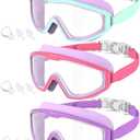 Kids Goggles Age 4-16, Anti-Fog UV 180Clear View Kids Swim Goggles, 3 Pack Swimming Goggles Waterproof Pool Goggles