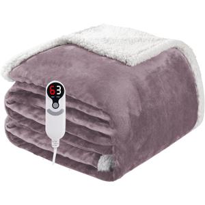 Electric Heated Blanket Full Size 72"x84", Soft Flannel with Overheat Protection, 9 Adjustable Heat Settings & 10-Hour Auto-Off Timer, Fast Heating for Winter Comfort, for Couch & Bed, Purple