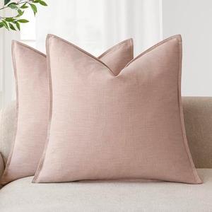 Foindtower Pack of 2, Decorative Linen Solid Throw Pillow Covers Soft Accent Cushion Case Boho Farmhouse Pillowcase for Bed Chair Couch Sofa Bedroom Living Room Home Decor 20 x 20 Inch Light Pink : Home & Kitche, Light Pink