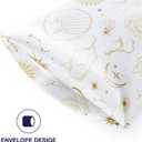 EXQ Home Silky Satin Pillowcase for Hair and Skin,Printed Pillow Cases Standard Size Set of 2 Pink Satin Pillow Case 2 Pack with Envelope Closure White Moon20"x26"