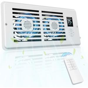 AC Vent Booster Fan 4" x 10" Register, Quiet 10-Speed Air Booster with Thermostat Control, Remote & LCD Display, Aroma Pad Slot, Improves Airflow for Small Rooms